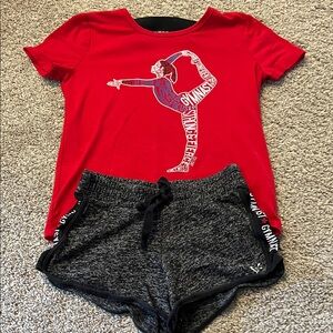 Justice Red Graphic Tee and Shorts